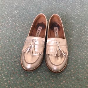 Steve madden Silver loafers